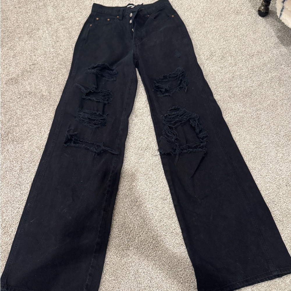 Wide leg black jeans